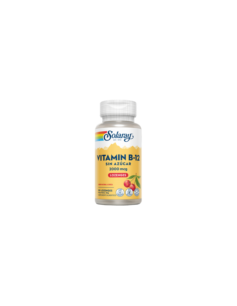 Vitamina B12  +  Acid. Folico 1000 Mcg 90 Comp. Sabor Cereza (Solaray) (copia)