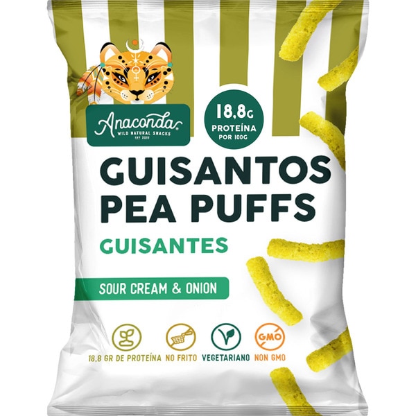 Gusanitos de Guisantes Crema Agria Cebolla 60 Grs. (Anaconda)