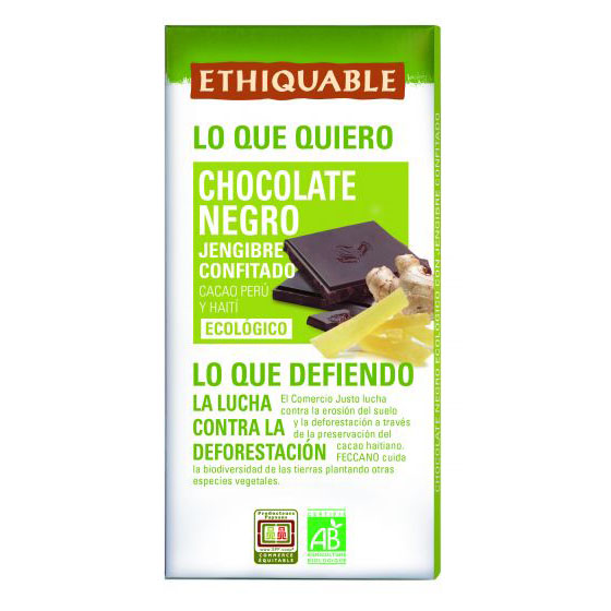 Chocolate Negro con Jengibre 100 Grs. (Ethiquable) 