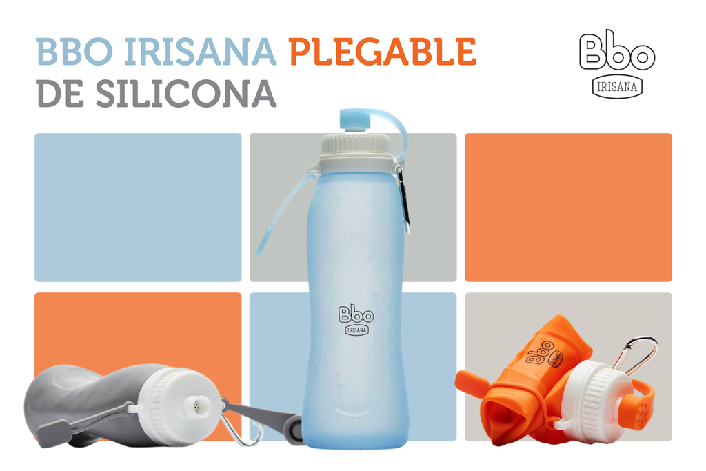 Botella Silicona Plegable Naranja 500 Ml. (Irisana)