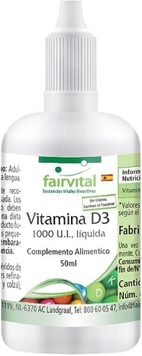 [8718309445201] Vitamina D3 Liquida Forte  30Ml. (100% Natural) (copia)