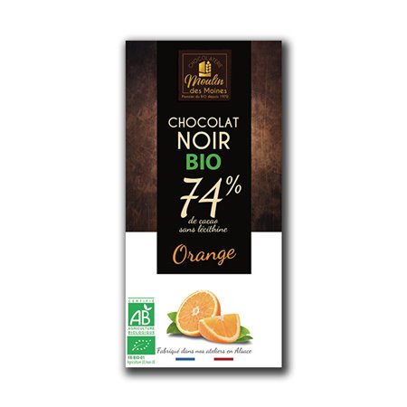 [3347437001512] Chocolate Naranja Confitada (Negro 74%) 100 Gr. (Moulin Des Moines)