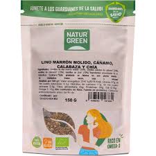 [8436542197830] Lino Marron Molido Cañamo Calabaza Y Chia Bio 150 Grs. (Naturgreen)