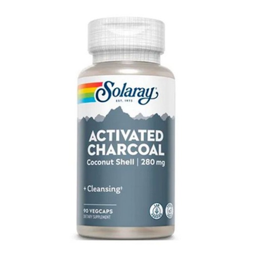 [076280008609] Charcoal (Carbon) de Coco Activo 90 Caps. (Solaray) 