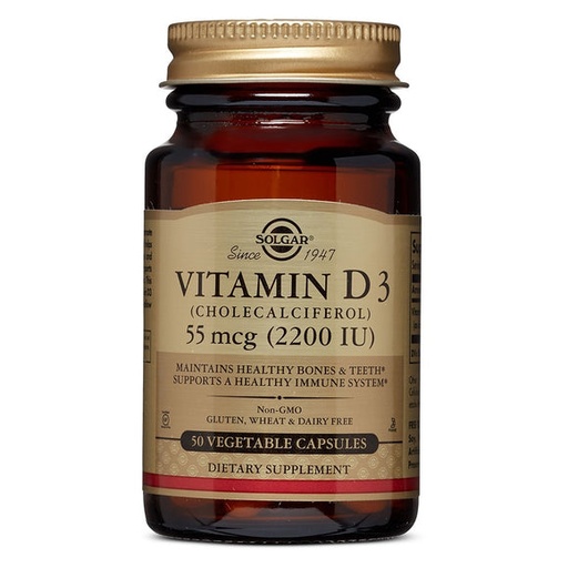 [033984033160] Vitamina D3 Colecalciferol 2200 Iu  50 Caps. (Solgar)