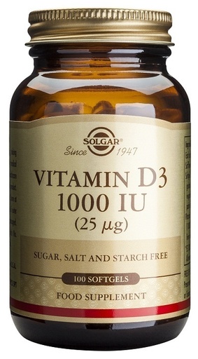 [033984033405] Vitamina D3 1000 25 Mcg  100 Caps Blandas. (Solgar)