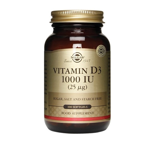 [033984549562] Vitamina D3 1000 Ui 25 Mcg 100 Comp. Mastic. (Solgar)