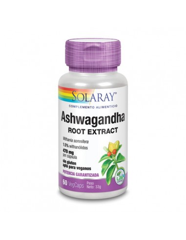 [076280850703] Ashawaghanda 470 Mg  60 Cap. (Solaray)