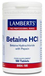 [5055148401641] Betaina Hcl 324 Mg./ Pepsina Nf 5Mg. 180 Tab. (Lamberts)