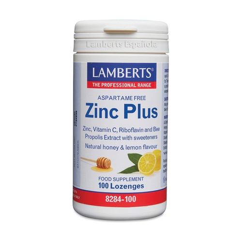 [5055148403799] Zinc Plus Sabor Limon 100 Pastillas Masticables. (Lamberts)