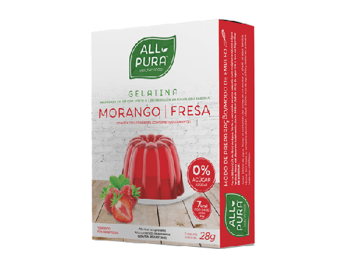 [5605481612039] Gelatina Zero Fresa 1 Sobre 28 Grs. 10 Porciones (All Pura)