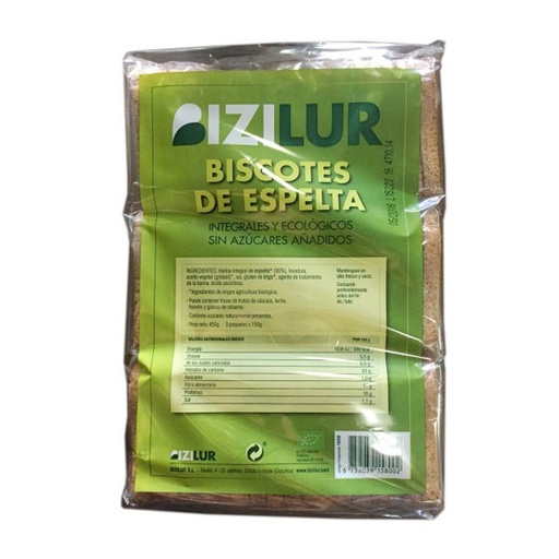 [6752039158002] Biscotes De Espelta Integral 450 Grs. (Bizilur)