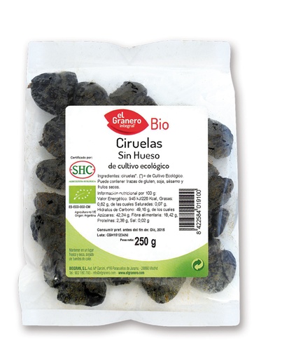 [8422584019100] Ciruelas Sin Hueso  Bio 250 Grs. (El Granero)