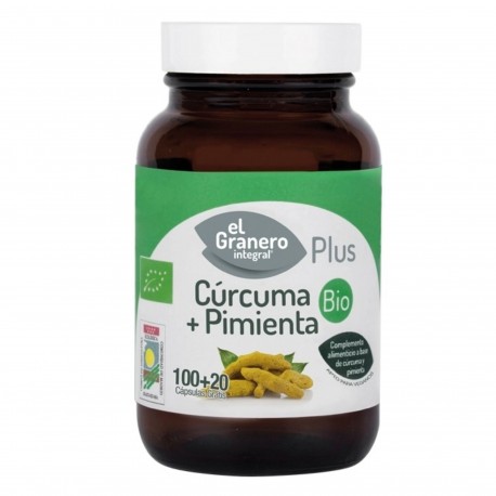 [8422584033885] Curcuma + Pimienta Bio 120 Caps 440Mg (El Granero)