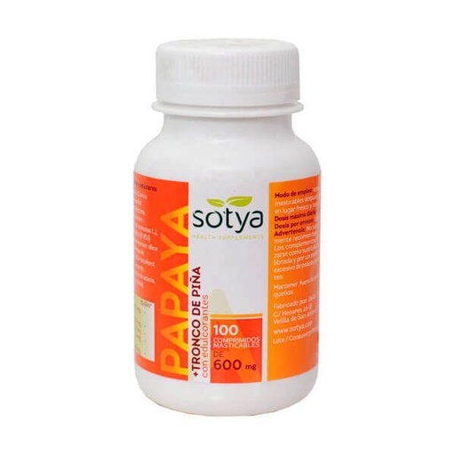 [8427483007104] Papaya 600Mg 100Comp. (Sotya) Masticables