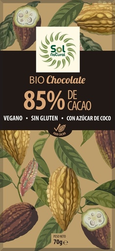 [8435037802044] Tableta Chocolate 85% Cacao Bio 70 Grs. (Sol Natural)