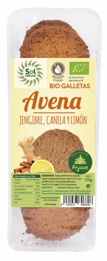 [8435037806608] Galletas Avena Jengibre Canela Y Limon Bio 175 Grs. (Sol Natural)