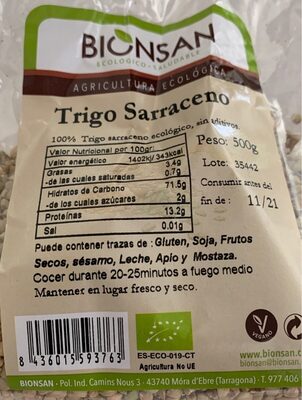 [8436015593763] Trigo Sarraceno En Grano Bio 500 Grs. (Bionsan)