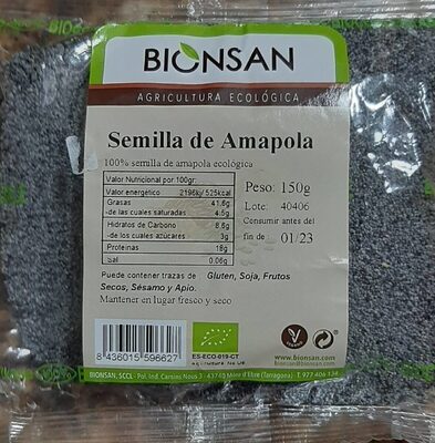 [8436015596627] Semillas De Amapola 150 Grs. (Bionsan)