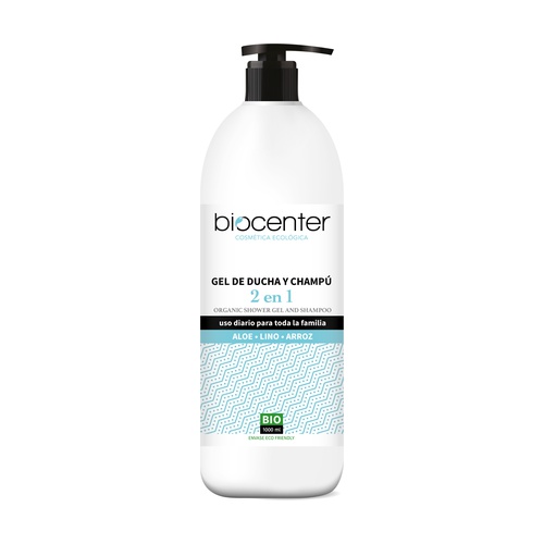 [8436560111894] Gel Ducha Y Champu Para Toda La Familia *Aloe,Lino Y Arroz 1 Ltr. (Biocenter)