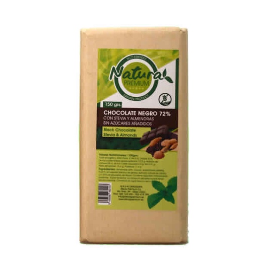[8436586480103] Chocolate Negro Con Almendra Estevia 150 Grs. (Stevia Premium)