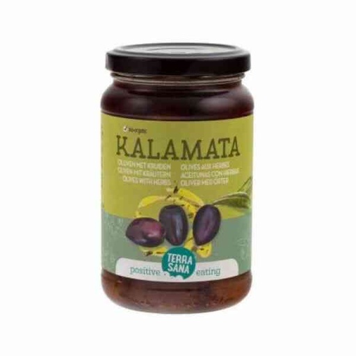 [8713576000689] Aceitunas Kalamata Con Hueso Marinadas 345 Grs. (Terrasana)