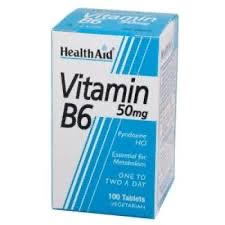 [5019781010400] Vitamina B6 50 mg. 100 Tab. (Health Aid)